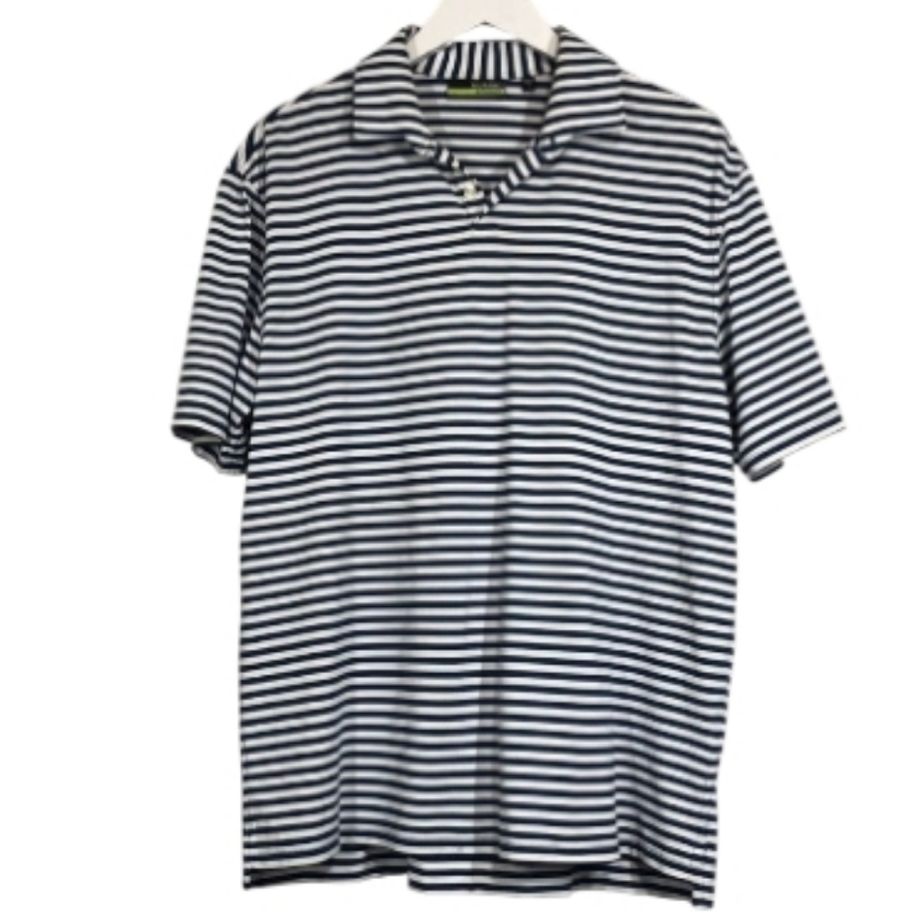 Murano Navy and White Striped Polo Shirt